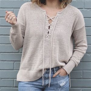 BRAND NEW! Loft Lace-Up Sweater
